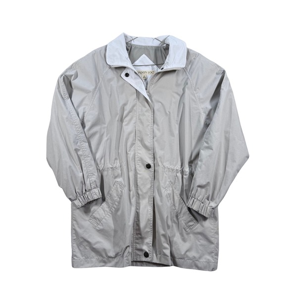 London Fog Women's Beige Raincoat White‎ Collar Lightweight Fall Jacket Size M - Picture 9 of 9